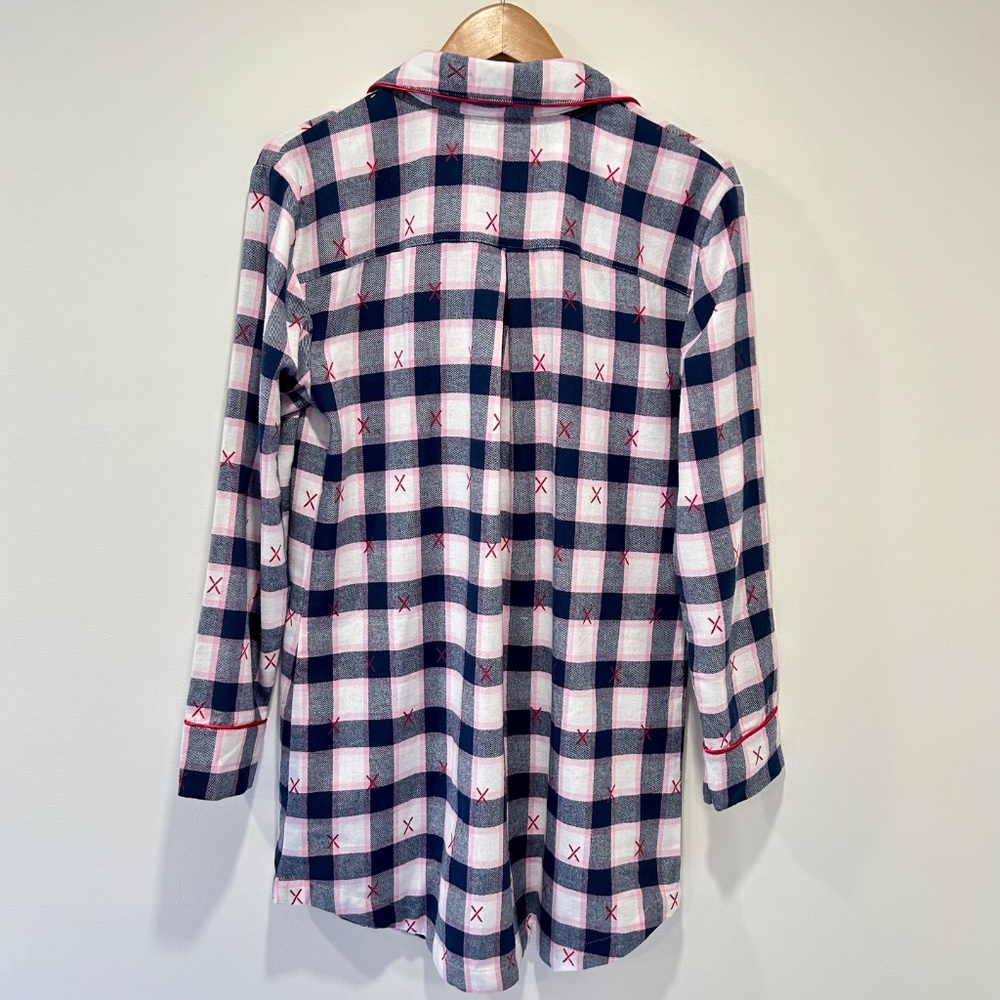 Little Blue House - Ski Holiday Flannel Nightdress - Pink Navy Plaid - Medium - Picture 4 of 6